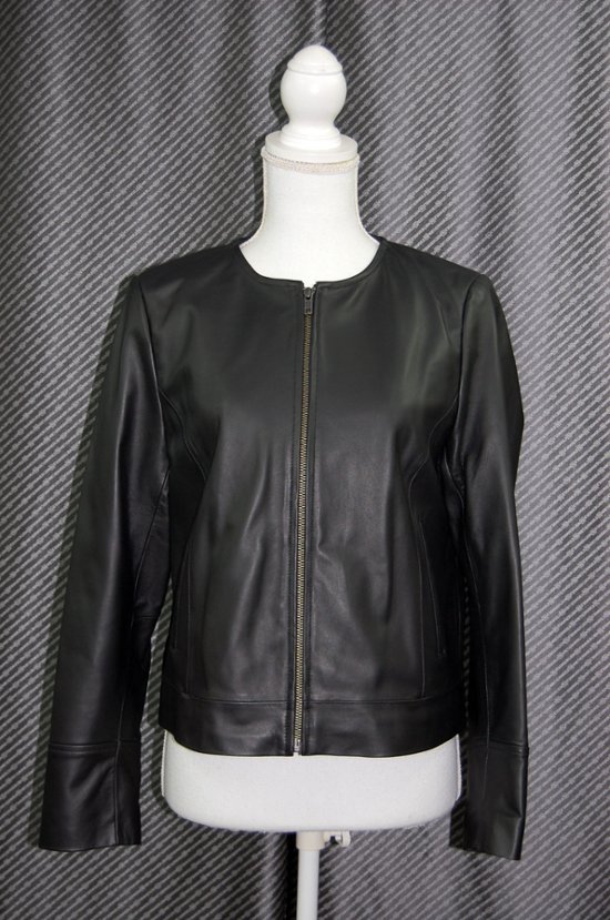 ラムレザー　ノーカラージャケット画像