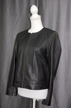 ラムレザー　ノーカラージャケット画像