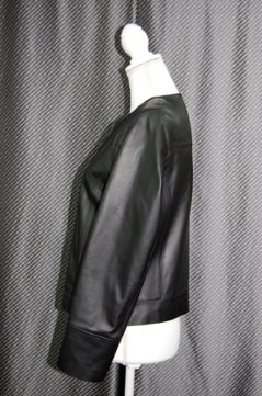 ラムレザー　ノーカラージャケット画像