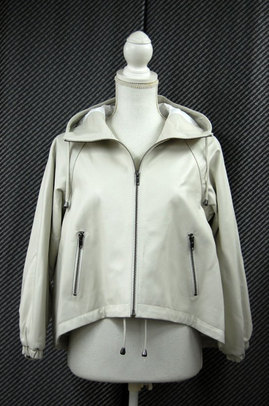 ラムレザー　ハイローヘムフーディージャケット画像