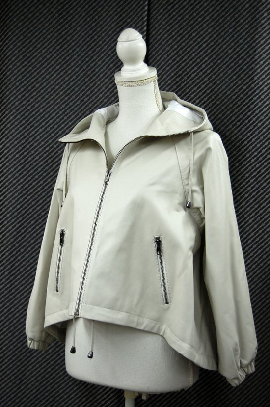 ラムレザー　ハイローヘムフーディージャケット画像