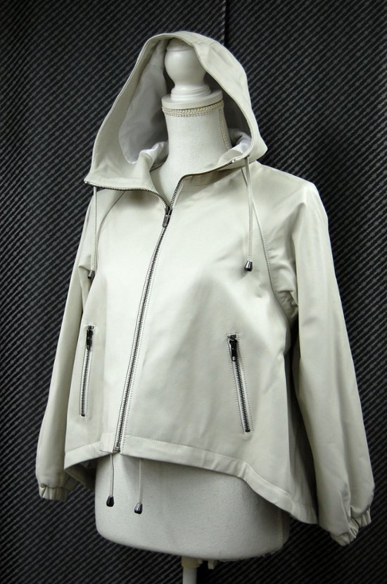 ラムレザー　ハイローヘムフーディージャケット画像