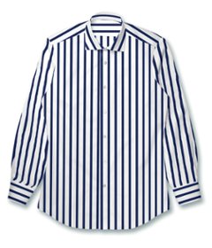 【Organic Cotton】【THOMAS MASON】ネイビー ブロード ストライプ ドレスシャツ画像