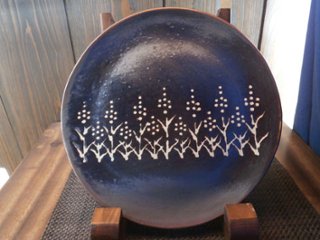 きび穂花紋黒釉皿　【 受注製作】の画像