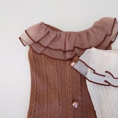 frill lace ノースリーブトップス画像