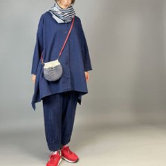 【備後絣】藍染め　ロングフレアーシャツ　濃紺スラブ 再入荷画像