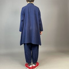 【備後絣】藍染め　ロングフレアーシャツ　濃紺スラブ 再入荷画像