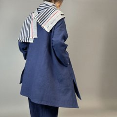 【備後絣】藍染め　ロングフレアーシャツ　濃紺スラブ 再入荷画像