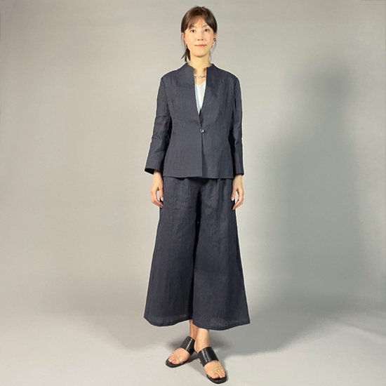 【近江ちぢみ】ワイドパンツ　濃紺 再入荷画像