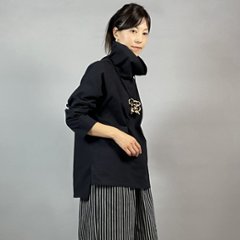 【亀田縞】オフタートルプルオーバー　黒の画像