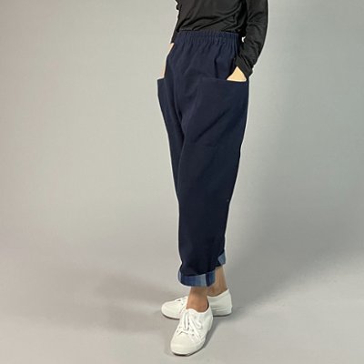 【備後絣】藍染め　横ポケットパンツ　濃紺無地の画像