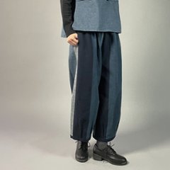 【遠州綿紬】バルーンパンツ　あらし4－青の画像