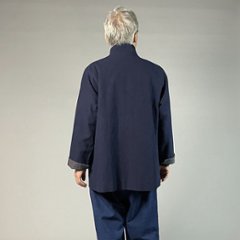 【備後絣】藍染め　ステンカラージャケット 濃紺厚地　総裏あり / 裏なし　画像