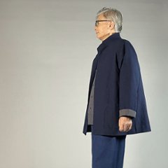 【備後絣】藍染め　ステンカラージャケット 濃紺厚地　総裏あり / 裏なし　画像