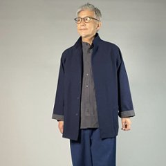 【備後絣】藍染め　ステンカラージャケット 濃紺厚地　総裏あり / 裏なし　画像