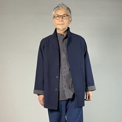 【備後絣】藍染め　ステンカラージャケット 濃紺厚地　総裏あり / 裏なし　の画像