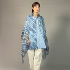 【近江ちぢみ】麻100％　ノーカラーチュニック　アイスブルー画像