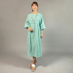 【近江ちぢみ】七分袖　ワンピース　ミントグリーンの画像