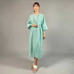【近江ちぢみ】七分袖　ワンピース　ミントグリーン画像