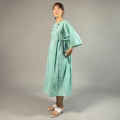 【近江ちぢみ】七分袖　ワンピース　ミントグリーン画像