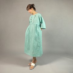 【近江ちぢみ】七分袖　ワンピース　ミントグリーン画像