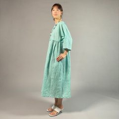 【近江ちぢみ】七分袖　ワンピース　ミントグリーン画像