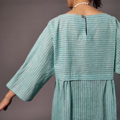 【近江ちぢみ】七分袖　ワンピース　ミントグリーン画像