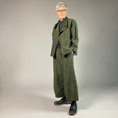 【遠州綿紬】タックワイドパンツ　あらし　無地　草色画像
