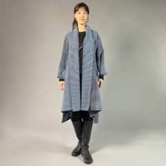 【遠州木綿】藍染め刺し子織り　羽織コート　カツオ縞ベース画像