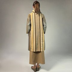 【遠州綿紬】オフタートルロングチュニック　重ね縞　百舌（もず）画像