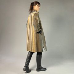 【遠州綿紬】オフタートルロングチュニック　重ね縞　百舌（もず）画像