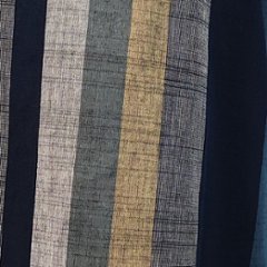 【遠州綿紬】オフタートルロングチュニック　重ね縞　「十六夜」紺画像