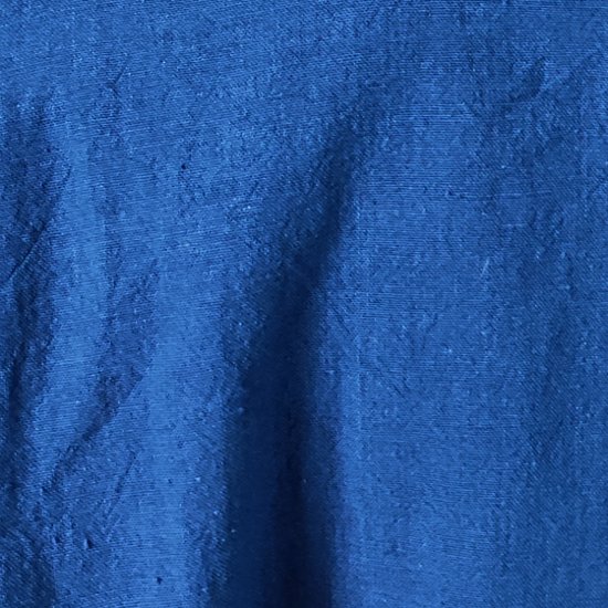 【備後絣】藍染め　台衿付きスタンドカラーブラウス　配色切り替え　中紺　青画像