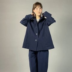 【備後絣】藍染め　ミニフードジャケット　裏地なし　濃紺画像