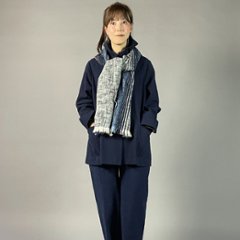 【備後絣】藍染め　ミニフードジャケット　裏地なし　濃紺画像