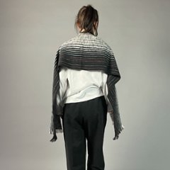 【遠州木綿】綿ショール 滝縞  黒白画像