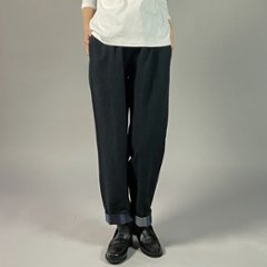 【遠州綿紬】綿麻ストレートパンツ　あらし濃紺　　の画像