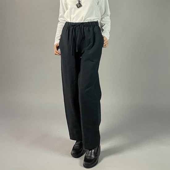 【遠州綿紬】綿麻ストレートパンツ　あらし濃紺　　画像