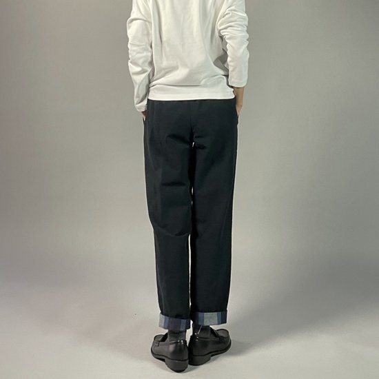 【遠州綿紬】綿麻ストレートパンツ　あらし濃紺　　画像