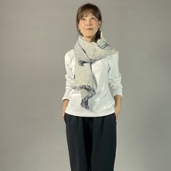 【遠州木綿】　綿ショール  みやま 紺白画像