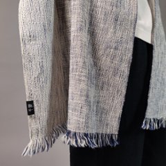 【遠州木綿】　綿ショール  みやま 紺白画像