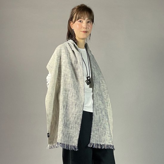 【遠州木綿】　綿ショール  みやま 紺白画像