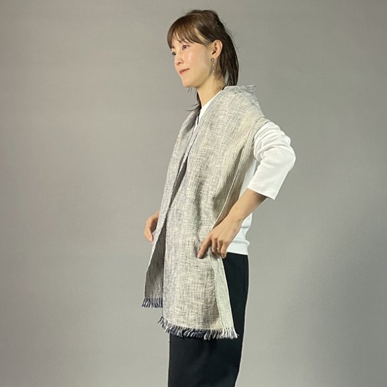 【遠州木綿】　綿ショール  みやま 紺白画像