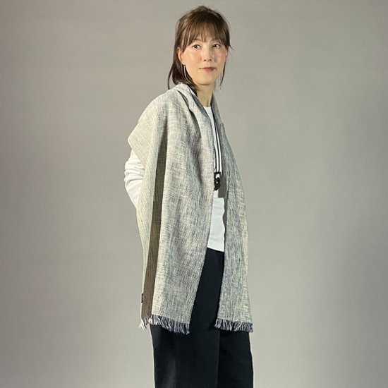 【遠州木綿】　綿ショール  みやま 紺白画像