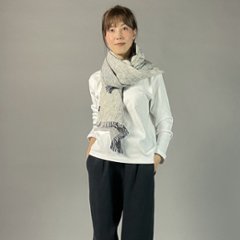 【遠州木綿】　綿ショール  みやま 紺白画像