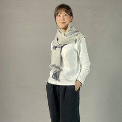 【遠州木綿】　綿ショール  みやま 紺白画像