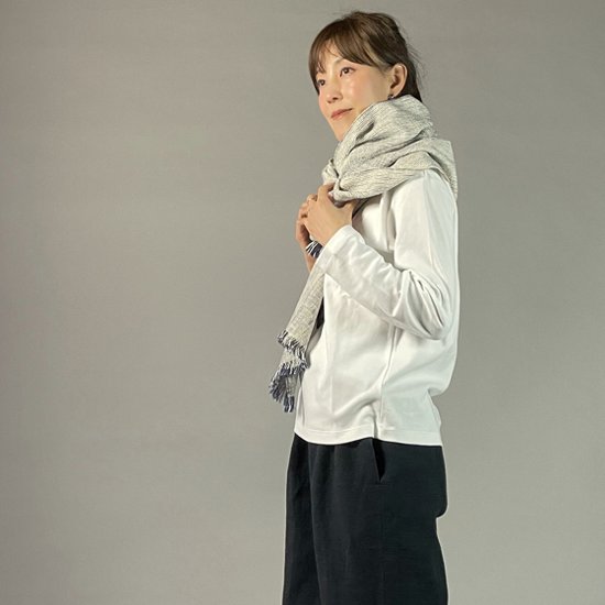 【遠州木綿】　綿ショール  みやま 紺白画像