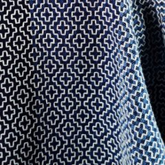 【遠州木綿】藍染め　羽織ショートジャケット　刺し子かつお縞ベース画像