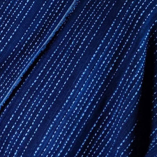 【遠州木綿】藍染め　羽織ショートジャケット　刺し子風縞柄　紺画像