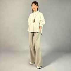 【亀田縞】ロングカフスショートブラウス　ワッシャー　オフホワイト画像